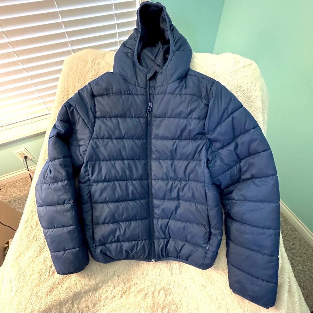 Lckr Puffer Jacket Women’s Small Navy Blue Lightweight Insulated Outerwear EUC